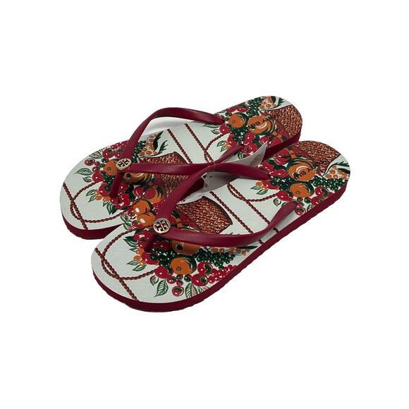 Tory Burch flip-flops red basket fruit 9 - Picture 3 of 5